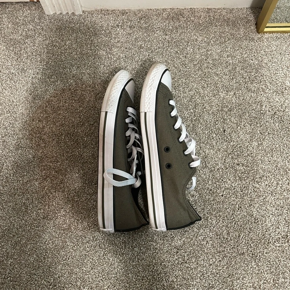 Converse Kids Olive Green Low Top Sneakers with White Trim